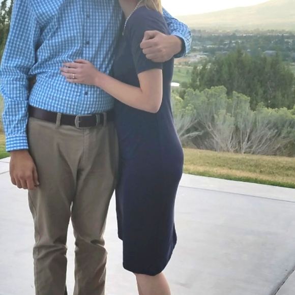 Navy Blue A-Line Dress - Picture 10 of 11